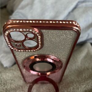 Luxurious Glitter Phone Case with Ring Stand - Pink